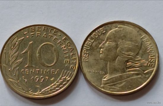 Франция. 10 сантимов 1997 года.
