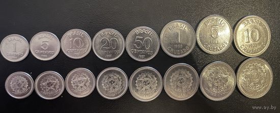 Бразилия Полный набор 8 монет 1986-1988 год UNC