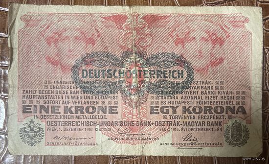 Банкнота 1 крона 1916 год. Австрия
