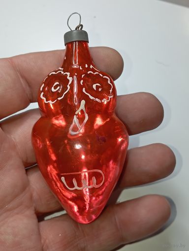 Ёлочная игрушка  - Сова . СССР  . Стекло .