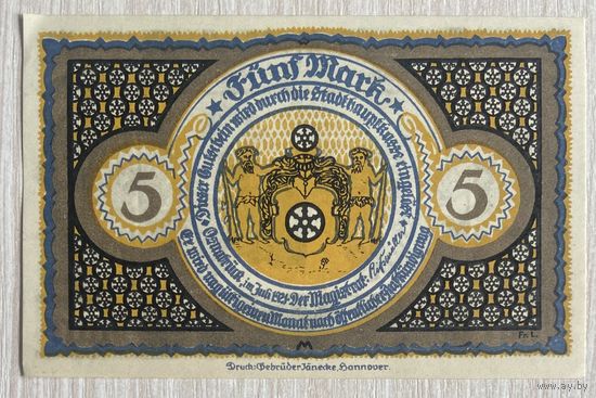 Нотгельд 5 пфеннигов 1921 год. Веймарская республика