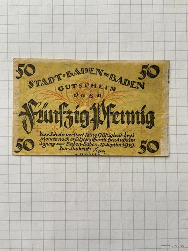 50 пфенигов (нотгельды) г. Германия.-2912