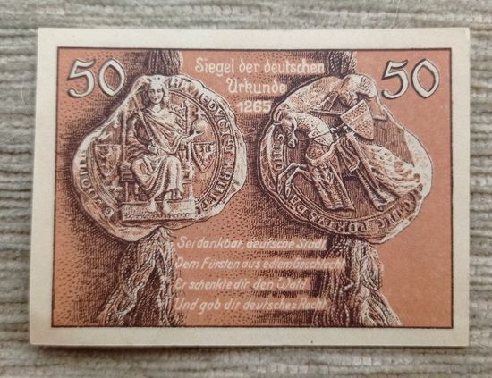 Werty71 Польша г Глубчице Германия 50 пфеннигов 1922 aUNC Банкнота Погоня нотгельд