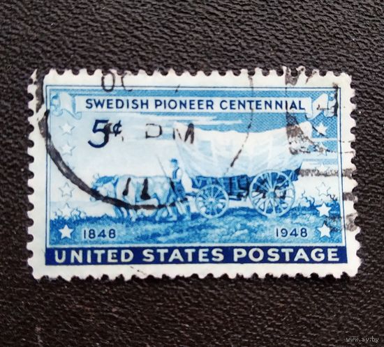 Марка США 1948 год К 100-летию шведских первопроходцев