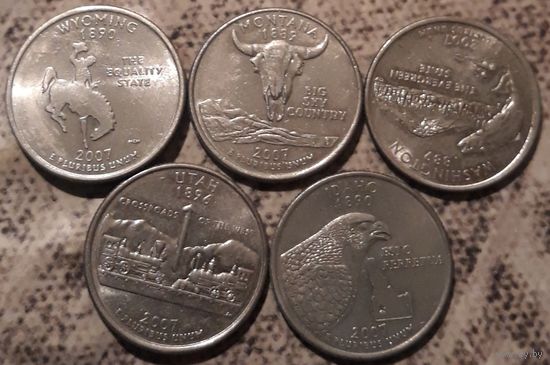 25 центов (квотер) 2007 Р США Монтана.Вашингтон.Вайоминг.Юта.Айдахо