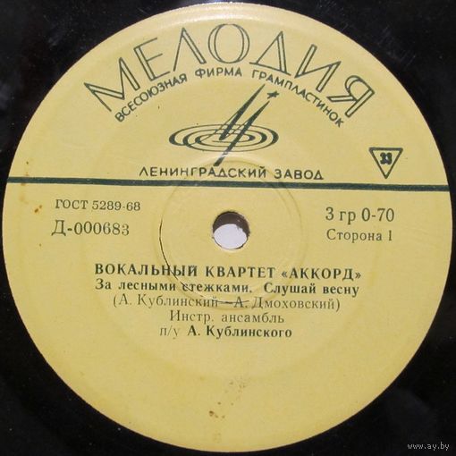 Вокальный квартет ''Аккорд'' (За лесными стежками) (7'')