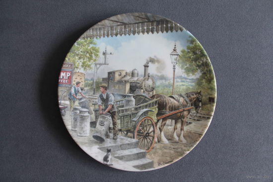 Тарелка коллекционная настенная [Англия, Wedgwood, Молочный поезд, Bradex #26-W90-45.3] D=20см.