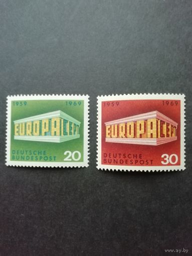ФРГ 1969 Серия из двух марок "ЕВРОПА СЕПТ (EUROPA CEPT)" (чистые **) Мi.583-584 каталог 0.80 евро