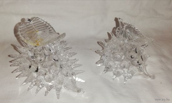 Статуэтки, стекло, ёжики с листьями, СССР