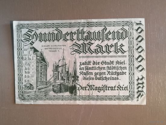 Германия, 100000 марок, 1923 год, Киль (Provinz Schleswig-Holstein (SH), Kiel), 2614.b