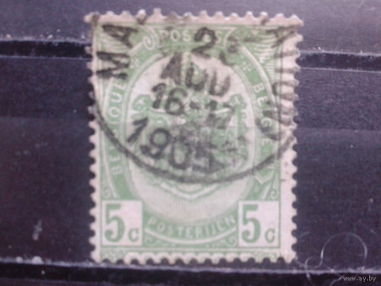 Бельгия 1893 Стандарт, герб  5 сантимов