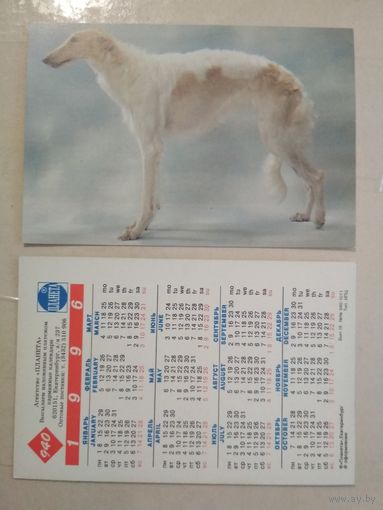 Карманный календарик. Собаки. 1996 год