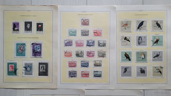 С 1 руб. Польша. Подборка марок на листах за 1960 год