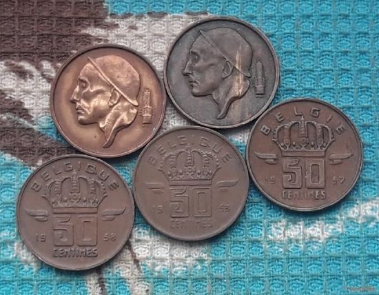 Бельгия 50 центов 50-е. Корона.