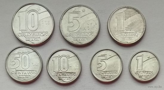Бразилия 1, 5, 10, 50 сентаво, 1, 5, 10 крузейро 1989 - 1991 г. Комплект 7 монет