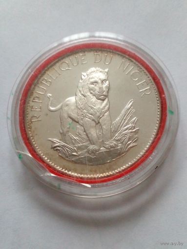 Нигер 10 франков 1968 г. Лев Серебро 0,900 Пруф