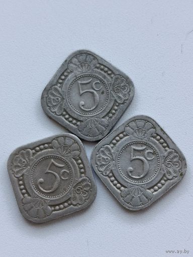 Нидерландские Антильские острова. 5 центов 1965 года. Юбилейная. 30 лет правления королевы Юлианы