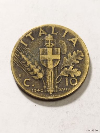 Италия 10 сентизим 1940