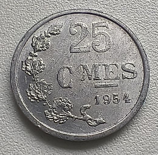Люксембург 25 сантимов, 1954.  5-6-45
