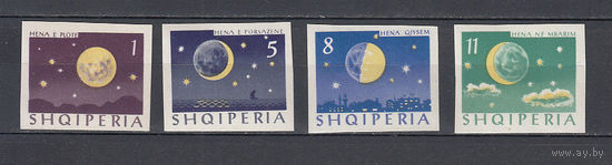 Космос. Фазы Луны. Албания. 1964. 4 марки б/з. Michel N 944-947 (118,0 е).