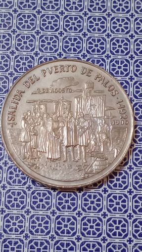 Куба 1 песо 1990 отплытие Колумба в порт Палос