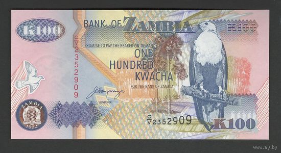 Замбия 100 квача 1992 года. Тип P-38b. Состояние UNC