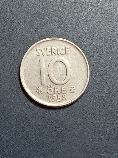 Швеция 10 эре 1958 года .
