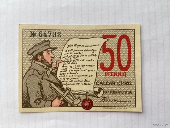 Нотгельд 50 пфеннигов. Калькар. Веймарская республика - 04