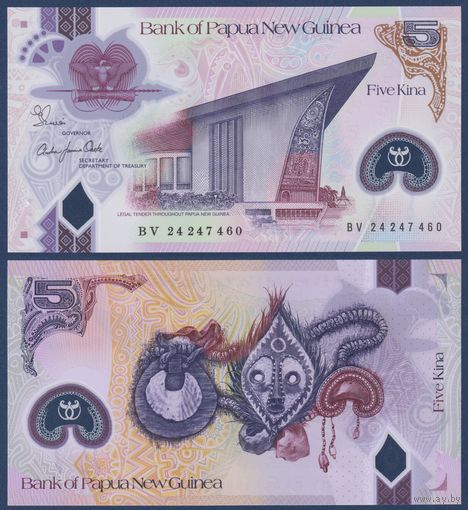 Папуа-Новая Гвинея, 5 кина 2024 г., P-W51 (BV, полимер, здание парламента, маска), UNC