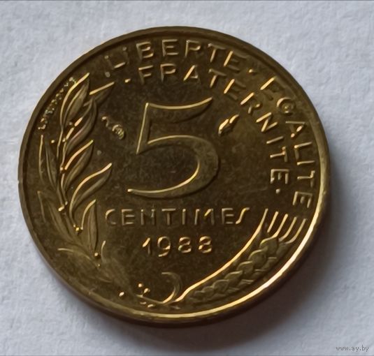 Франция. 5 сантимов 1988 года.