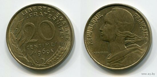 Франция. 20 сантимов (1969, XF)
