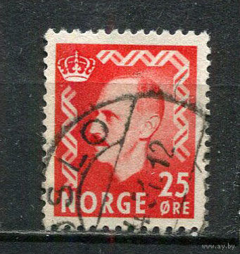 Норвегия - 1950/1952 - Король Хокон VII 25 O - [Mi.358] - 1 марка. Гашеная.  (Лот 46Gf)-T2P23
