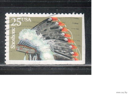 США-1990, (Мих.2102),   гаш. ,Индейцы, Головные уборы  , (1)