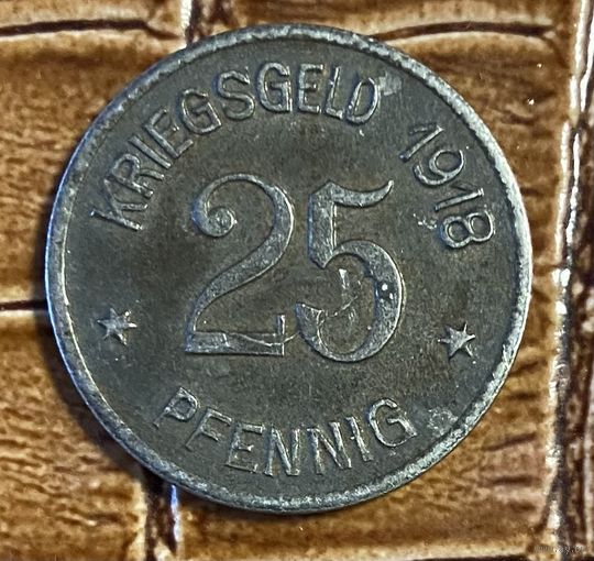 Монеты 25 пфеннигов 1918 год. Кобленц. Веймарская республика.