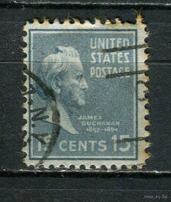 США - 1938/1954 - Джеймс Бьюкенен 15С - [Mi.427A] - 1 марка. Гашеная.  (Лот 73Fi)-T25P15