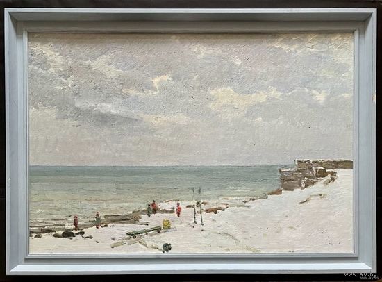 Маслеников П.В "Балтика зимой", 1960-е года. Холст, масло. Размер с родной рамой 94х67 см.