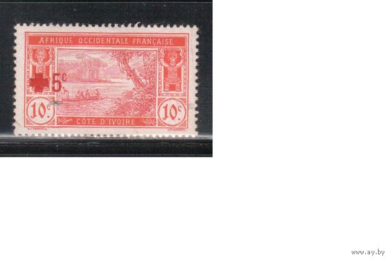 Кот-Дивуар-1915,(Мих.58)  * , Французские колонии, Стандарт,Надп.Красный Крест(одиночка)(2)