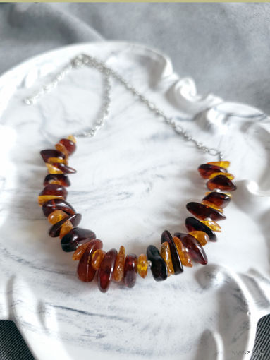 Колье-цепочка натуральный янтарь