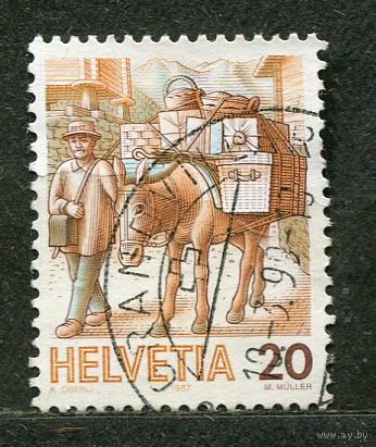 Доставка почты на мулах. Швейцария. 1987