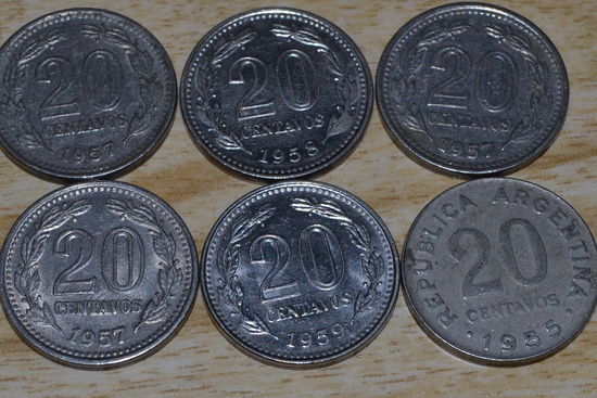 Аргентина 20 сентаво 1957