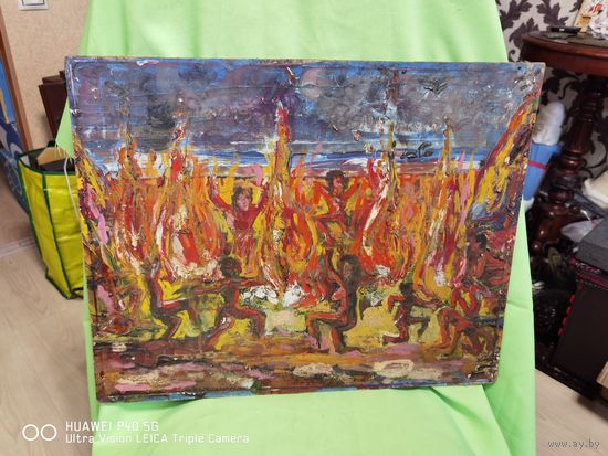 Картина два масло  художник К. Сайфугалиев 1992 год самая привлекательная цена трёхдневный аукцион