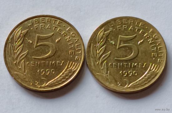 Франция. 5 сантимов 1990 года.