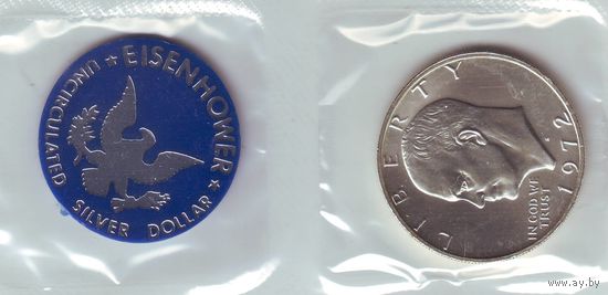 США, 1 доллар 1972 год, сертификат, жетон. UNC