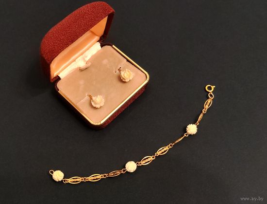 Набор, серьги и браслет слоновья кость от Jojak