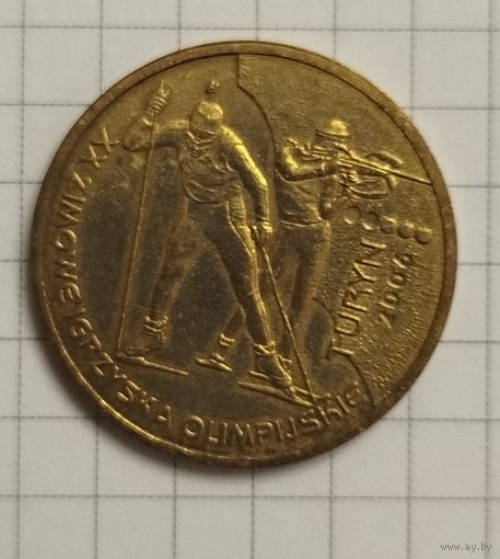 Польша 2 злотых 2006 г. Зимние Олимпийские игры Турин 2006