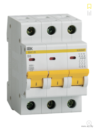 Выключатель автоматический ВА47-29 3P В 8А 4,5кА IEK