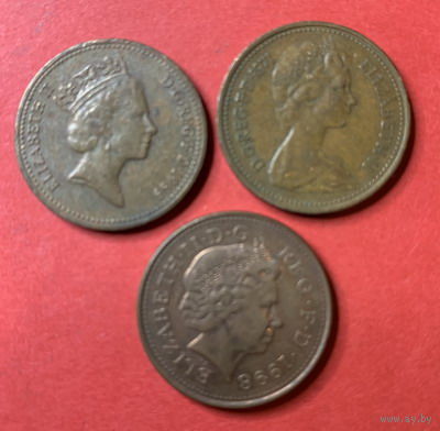 Англия, 3 монеты по 1 пенни с разными портретами