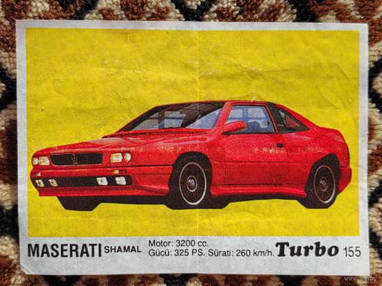 Вкладыш Turbo (Турбо) 3 серия (121-190, Black), номер 155, Maserati Shamal. Возможен небольшой торг.
