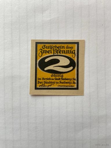 2 пфенигов (нотгельды) г. Германия Фрайберг-1402