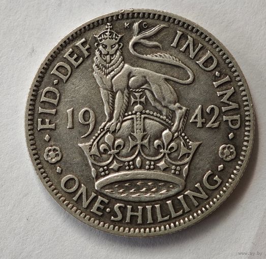 1942 год Англия шиллинг  серебро
